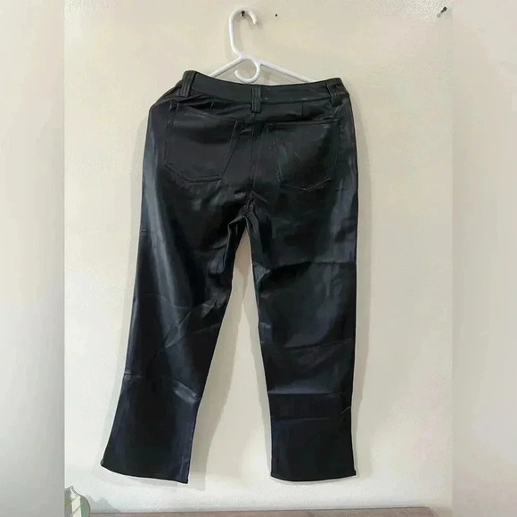 ASOS Petite Faux Leather Straight Leg Pants in Black - Picture 6 of 11